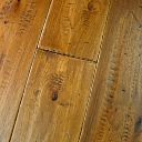 Custom Hand Scraped & Distressed Hickory Flooring w/Farrier Nail Impressions in Chestnut color